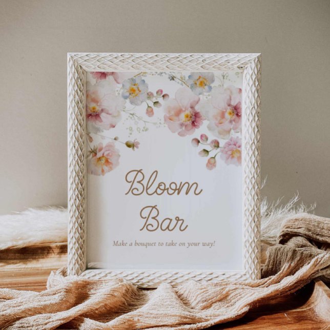 Póster Barra de florines Baby Shower Bloom (Wildflower Bloom Bar Sign)