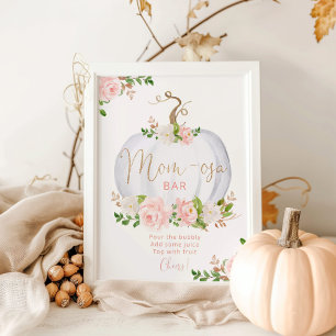 Póster barra de mamá-osa de calabaza blanca rosa Rubor