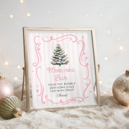 Póster Barra de Mom-osa para Baby Shower del Árbol de Nav