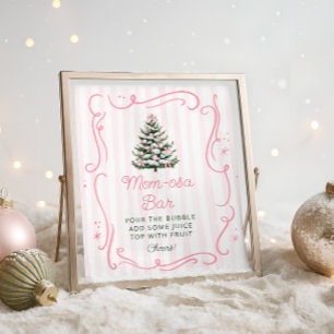Póster Barra de Mom-osa para Baby Shower del Árbol de Nav