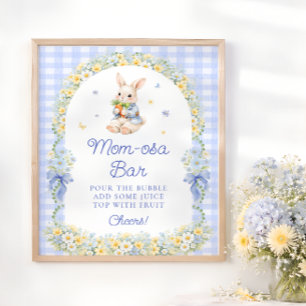 Póster Barra de Mom-osa para Baby Shower del Conejito Azu