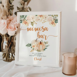 Póster Barra de Momosa de Baby Shower de calabaza