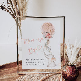 Póster Barra de momosa simple para elefantes y globos Bab