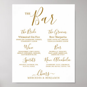 Póster Barra de oro personalizada con la firma del boda