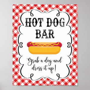 Póster Barra de perro caliente Red Gingham I Do BBQ Poste