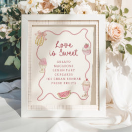 Póster Barra de postre Preppy Pastel Pink Stripes