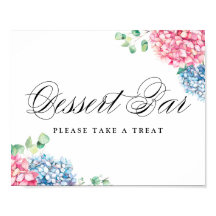 Barra de postres color agua rosa y azul Hydrangeas