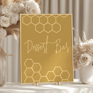 Póster Barra de postres de Baby Shower beige dorado