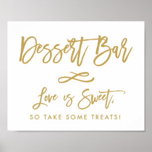 Póster Barra de Postres Dorados con Letra Chic a Mano