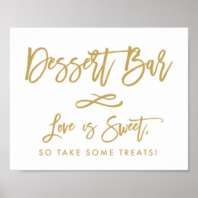 Póster Barra de Postres Dorados con Letra Chic a Mano (Frente)