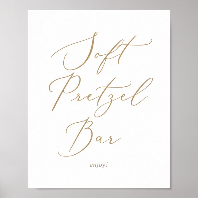 Póster Barra de Pretzels Suaves de Boda con Caligrafía Do (Frente)