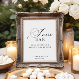 Póster Barra de S'more Boda Elegante Moderna