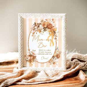 Póster Barra floral de calabaza Baby Shower Mom-osa Bar