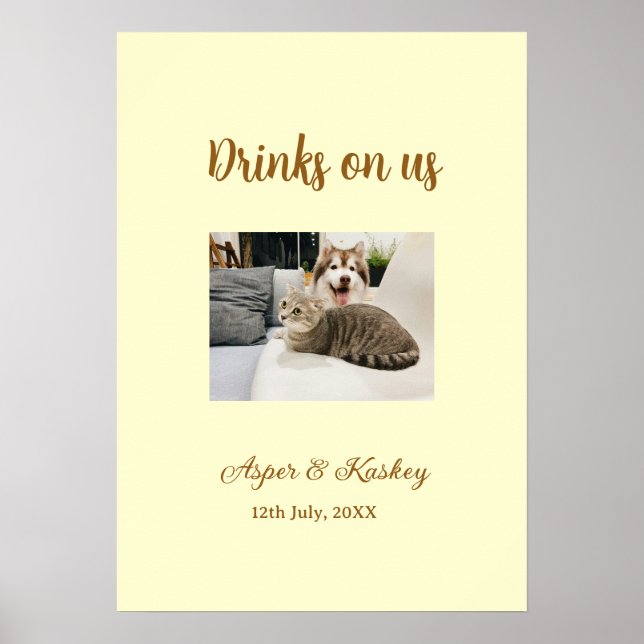 Póster barra libre de bebidas para la pareja de la boda d (Frente)
