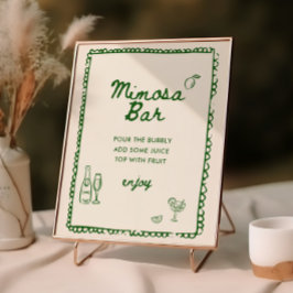 Póster Barra Mimosa con mano verde de estilo italiano