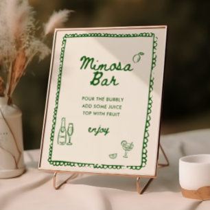 Póster Barra Mimosa con mano verde de estilo italiano