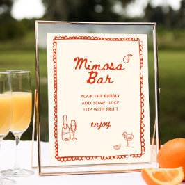 Póster Barra Mimosa dibujada a mano por Naranja de estilo