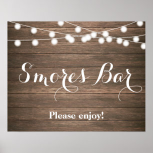 Póster Barra Rustic Smores con luces String