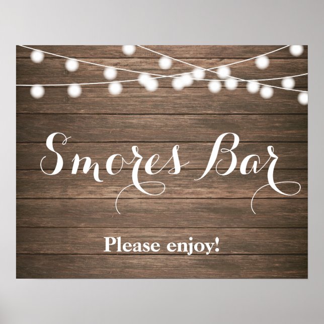 Póster Barra Rustic Smores con luces String (Frente)