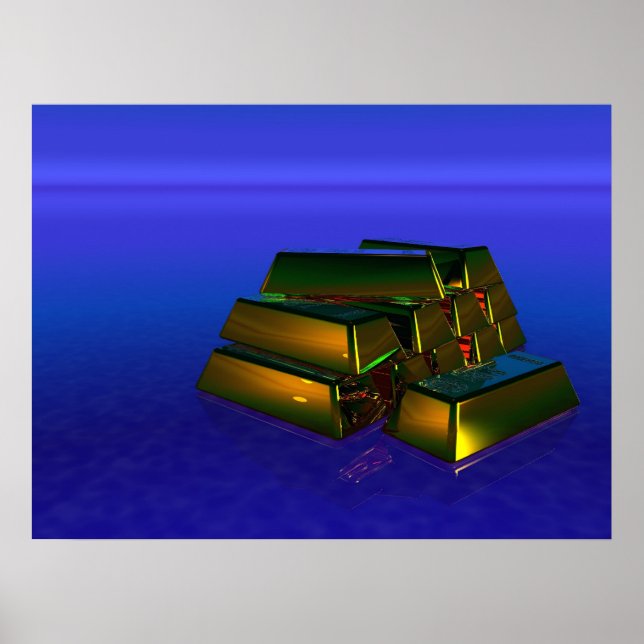 Póster Barras de oro sobre fondo morado (Frente)