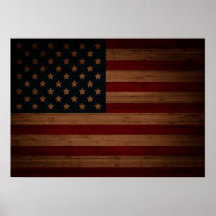 Póster Barras y estrellas (bandera de madera de los