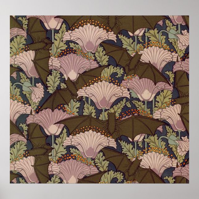 Póster Barras y flores de estilo Art Deco antiguas (Frente)