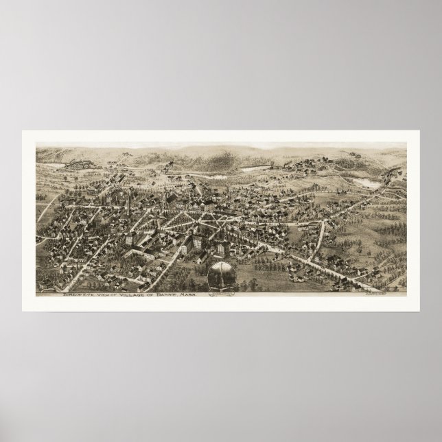 Póster Barre, MAMÁES Mapa Panorámico - Años 1870 (Frente)