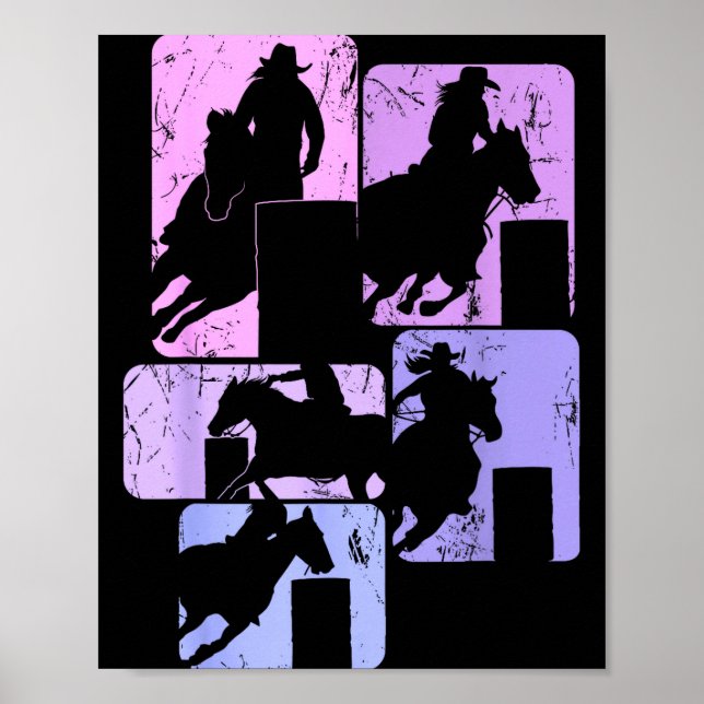 Póster Barrel Racing Horse Barrel Racer Rodeo Cowgirl Wom (Frente)