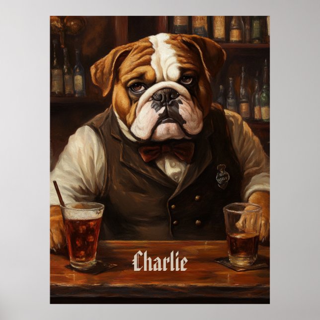 Póster Barrera de Bulldog de nombre personalizado (Frente)
