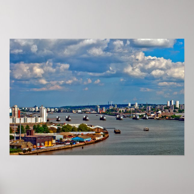 Póster Barrera de Inundación del Río Támesis Greenwich Lo (Frente)