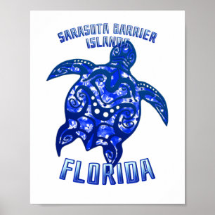 Póster Barrera Sarasota Florida Vacacional Tortuga Tribal