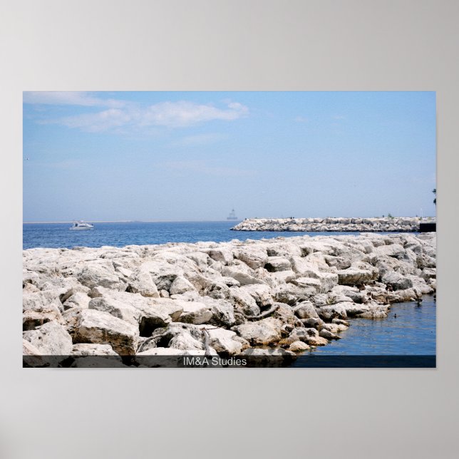 Póster Barreras De Rock Y Lago (Frente)