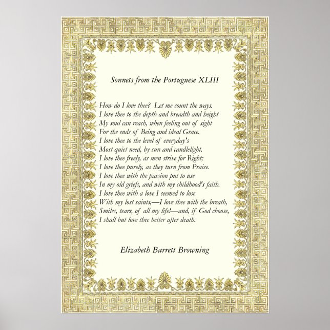 Póster Barrett Browning - Sonnets de la portuguesa 43 (Frente)