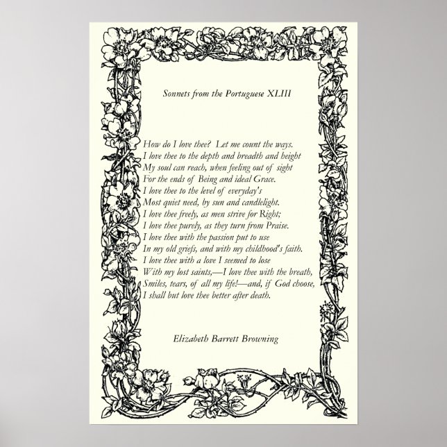 Póster Barrett Browning - Sonnets de la portuguesa 43 (Frente)
