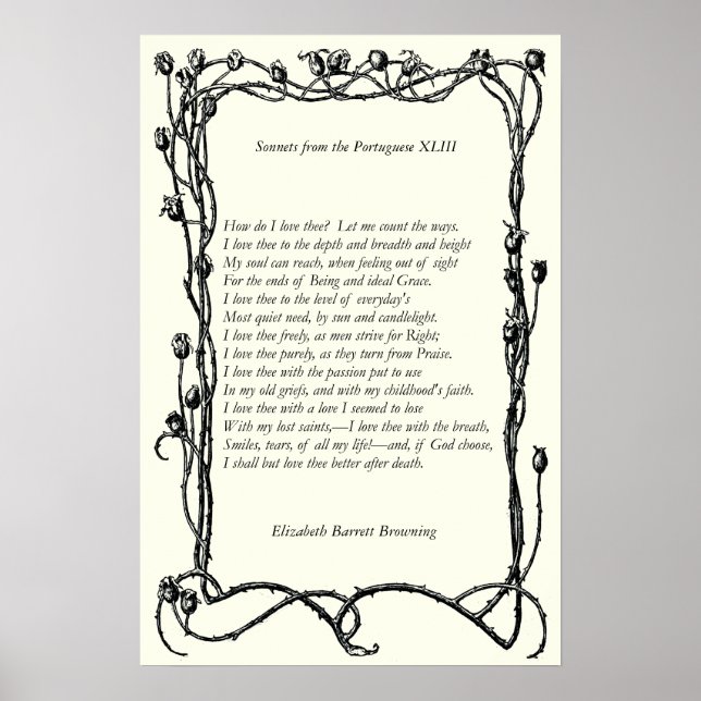 Póster Barrett Browning - Sonnets de la portuguesa 43 (Frente)