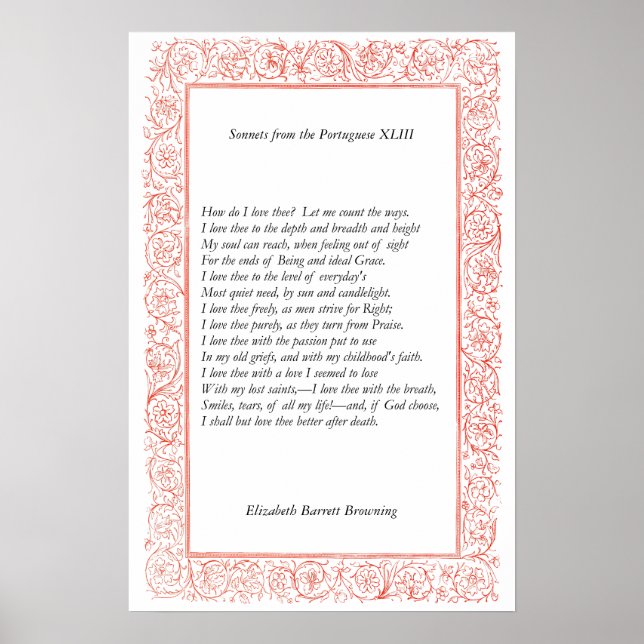 Póster Barrett Browning - Sonnets de la portuguesa 43 (Frente)