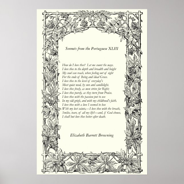 Póster Barrett Browning - Sonnets de la portuguesa 43 (Frente)