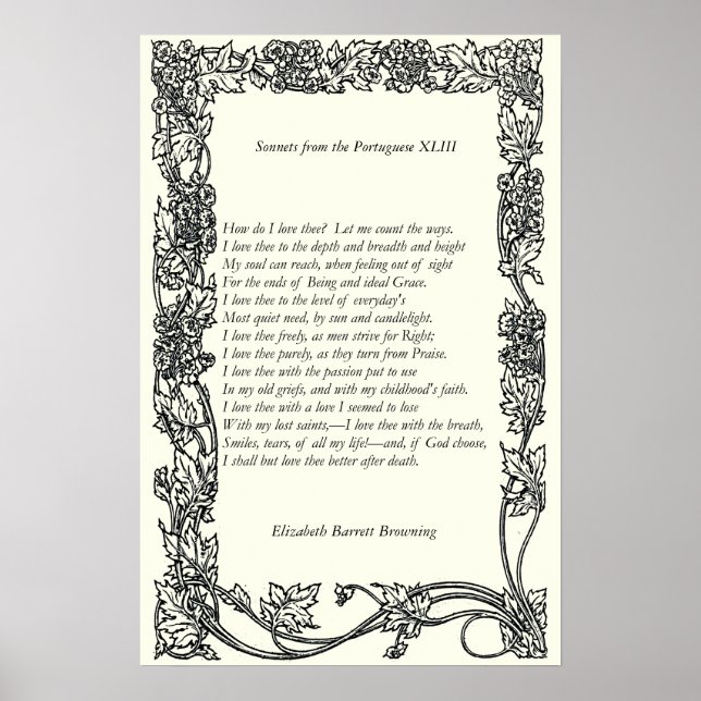 Póster Barrett Browning - Sonnets de la portuguesa 43 (Frente)
