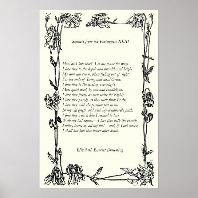 Póster Barrett Browning - Sonnets de la portuguesa 43 (Frente)