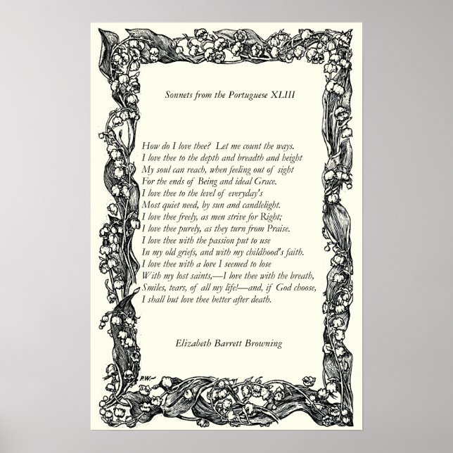 Póster Barrett Browning - Sonnets de la portuguesa 43 (Frente)