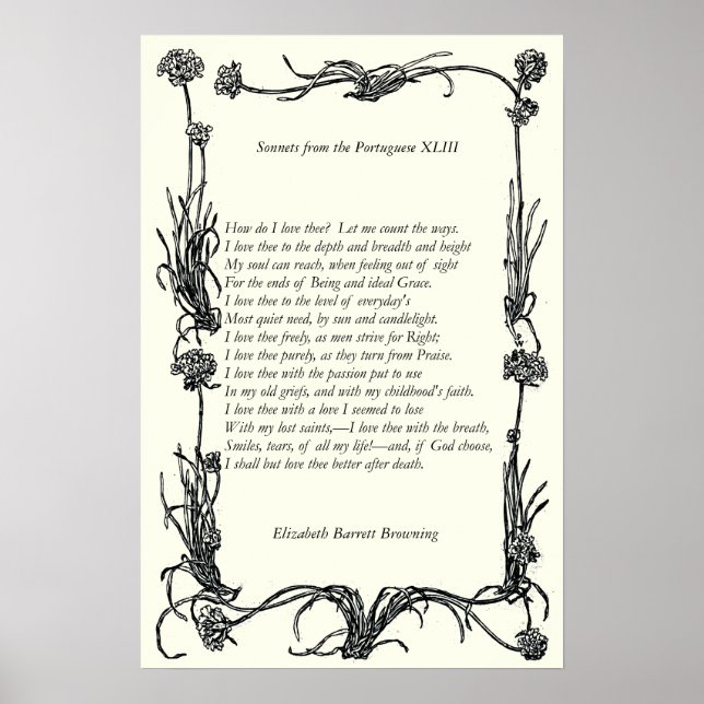 Póster Barrett Browning - Sonnets de la portuguesa 43 (Frente)