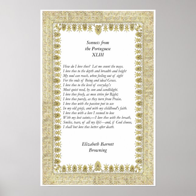 Póster Barrett Browning - Sonnets de la portuguesa #43 (Frente)