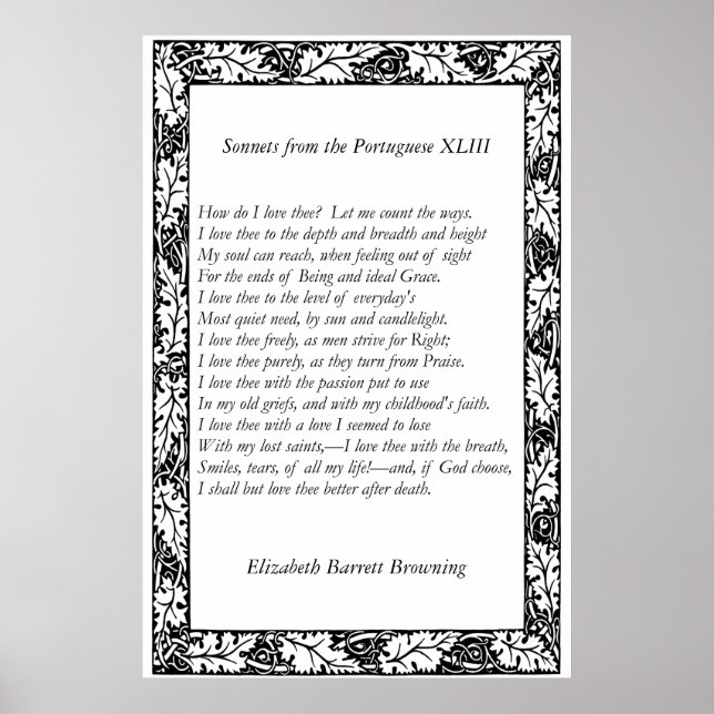 Póster Barrett Browning - Sonnets de la portuguesa 43 (Frente)