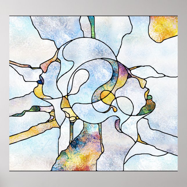 Póster Barriadas arcoiris, unidad de vidrio manchado (Frente)