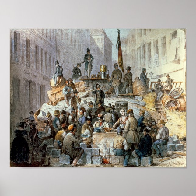 Póster Barricadas en Marzstrasse, Viena, 1848 (Frente)