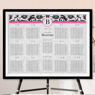 Póster Barrido blanco y negro de damascos con trineo rosa