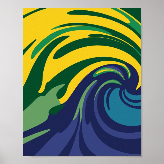 Póster Barrido vibrante de verde, amarillo y azul (Frente)