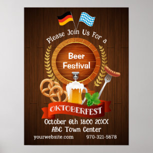 Póster Barril de cerveza Oktoberfest