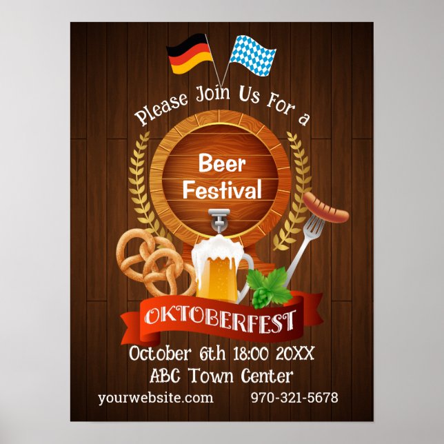 Póster Barril de cerveza Oktoberfest (Frente)