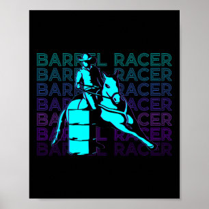 Póster Barril Racer Barrel Carreras de cañón Caballo de c